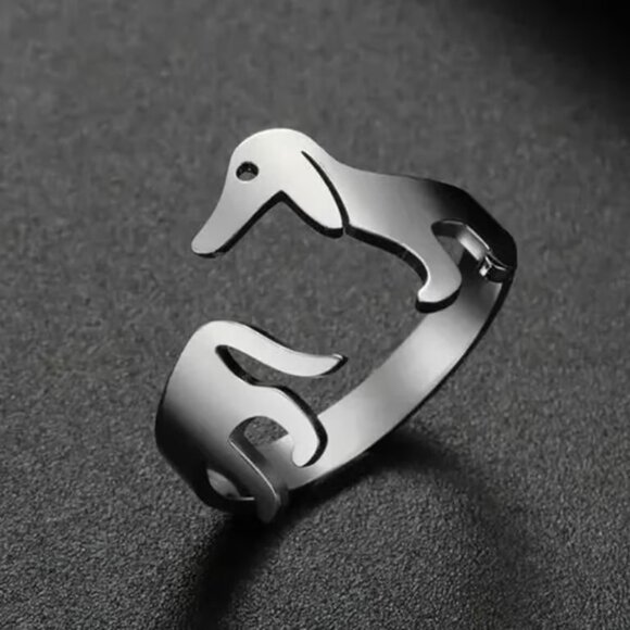 Independent Jewelry - Silver Stainless Steel Adjustable DACHSHUND Dog Ring